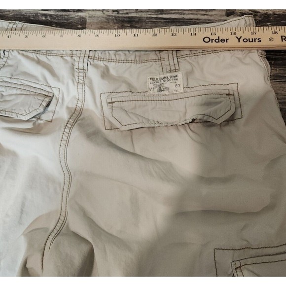 Vintage Polo Jeans Co Ralph Lauren Safari Utility Cargo Tan‎ Mens Shorts Size 34 - Picture 9 of 9